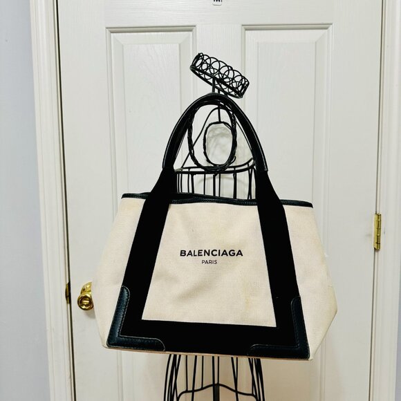 AUTHENTIC BALENCIAGA PARIS CABAS CANVAS AND LEATHER TOTE VINTAGE MADE IN ITALY - Picture 13 of 16